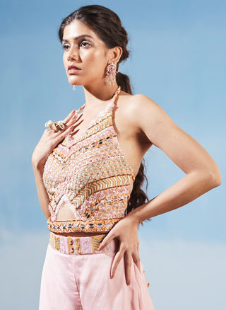 Pink at bay top and layered pant