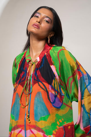 Gathered Dress for Contemporary Wear - Multicolor Siro Sorel by Advait
