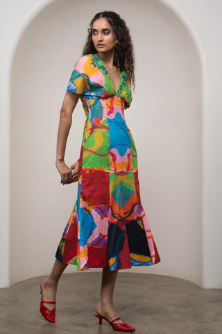 Midi Dress for Contemporary Wear - Multicolor Siro Sorel by Advait