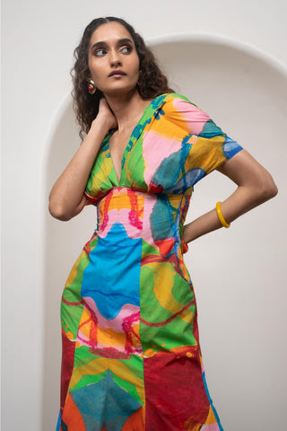 Midi Dress for Contemporary Wear - Multicolor Siro Sorel by Advait