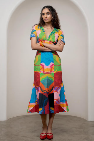 Midi Dress for Contemporary Wear - Multicolor Siro Sorel by Advait