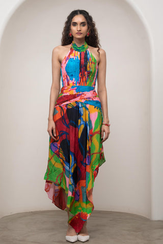 Pleated Maxi Dress for Contemporary Wear - Multicolor Siro Sorel by Advait