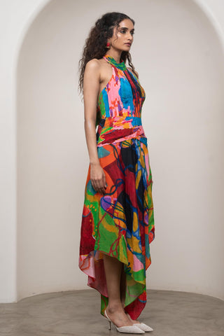 Pleated Maxi Dress for Contemporary Wear - Multicolor Siro Sorel by Advait