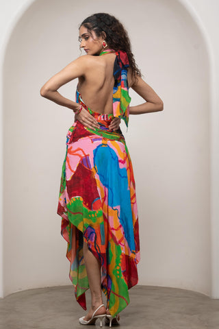 Pleated Maxi Dress for Contemporary Wear - Multicolor Siro Sorel by Advait