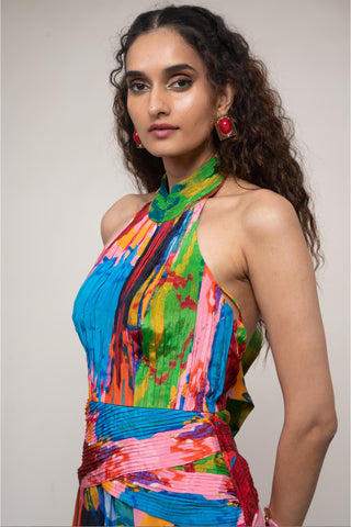 Pleated Maxi Dress for Contemporary Wear - Multicolor Siro Sorel by Advait