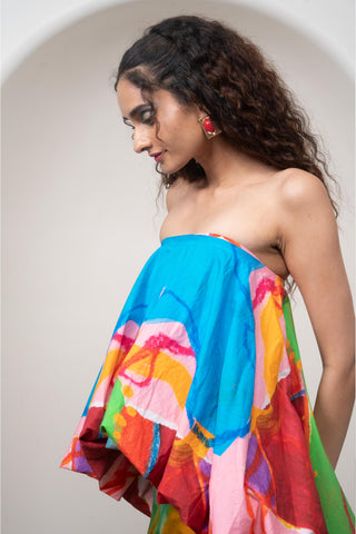 Co-ord Set for Contemporary Wear - Multicolor Siro Sorel Top & Skirt Set by Advait