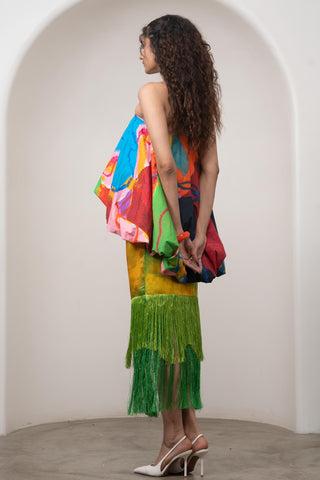 Co-ord Set for Contemporary Wear - Multicolor Siro Sorel Top & Skirt Set by Advait