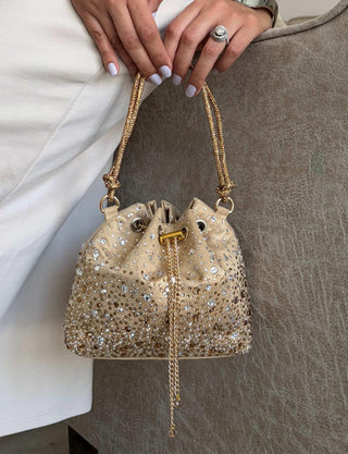 Bucket Bag Evening Wear - Silver Starlit Bucket Bag by Plode