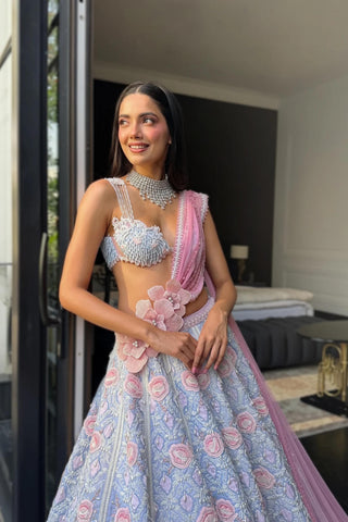 Lehenga Set for Indian Weddings – Blue Sunset Capri by Rianta's