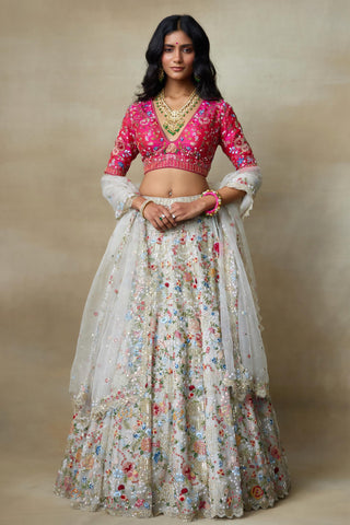Lehenga Set Indian Wedding – Gray Sweetheart by Shasha Gaba