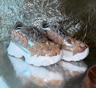 Rose gold floral luxe sneakers
