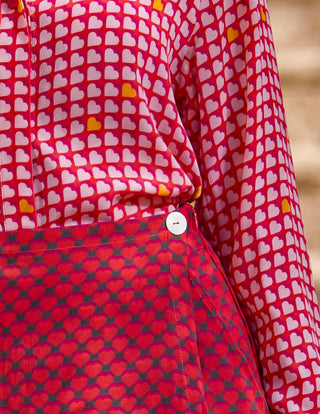 Co-ord Set Contemporary Wear - Red Cherry Check Shirt Skort by Nautanky