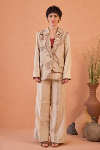 Blazer Set Contemporary Wear - Beige Heritage Hue by The Loom Art