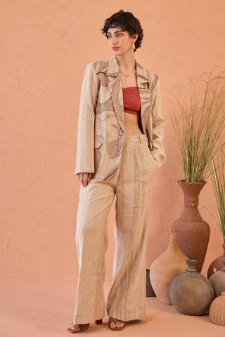 Blazer Set Contemporary Wear - Beige Heritage Hue by The Loom Art