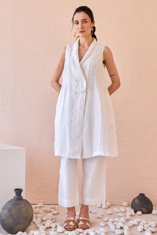 Blazer Set Contemporary Wear - White Silent Gleam by The Loom Art