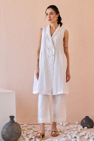 Blazer Set Contemporary Wear - White Silent Gleam by The Loom Art
