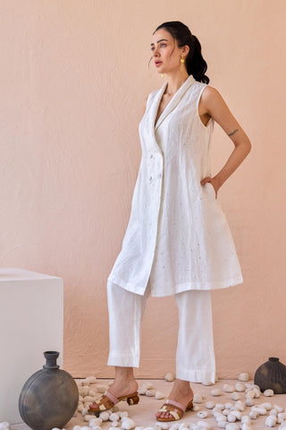 Blazer Set Contemporary Wear - White Silent Gleam by The Loom Art