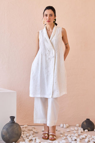 Blazer Set Contemporary Wear - White Silent Gleam by The Loom Art