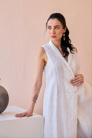 Blazer Set Contemporary Wear - White Silent Gleam by The Loom Art