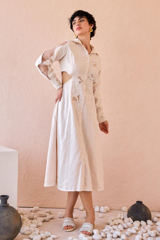 Shirt Dress Contemporary Wear - Peach Floret Flicker by The Loom Art