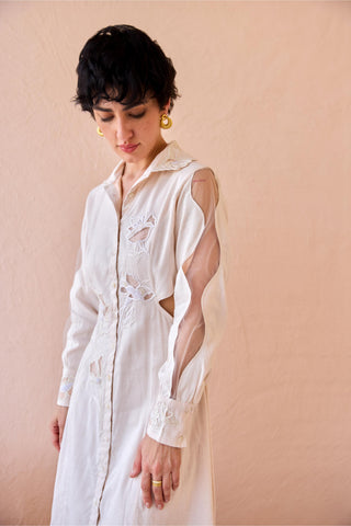 Shirt Dress Contemporary Wear - Peach Floret Flicker by The Loom Art