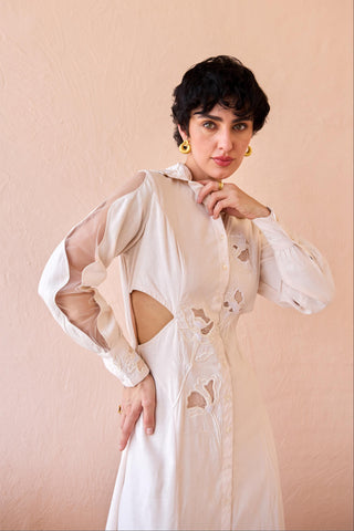Shirt Dress Contemporary Wear - Peach Floret Flicker by The Loom Art