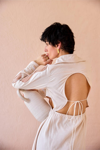 Shirt Dress Contemporary Wear - Peach Floret Flicker by The Loom Art