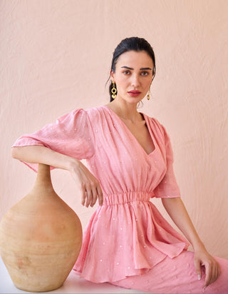 Dress Contemporary Wear - Pink Mirror Mist Dress by The Loom Art