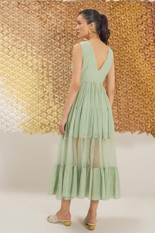 Dress Contemporary Wear - Green Mellow Dress by The Loom Art