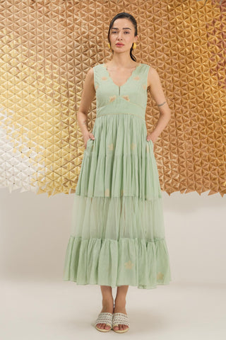 Dress Contemporary Wear - Green Mellow Dress by The Loom Art