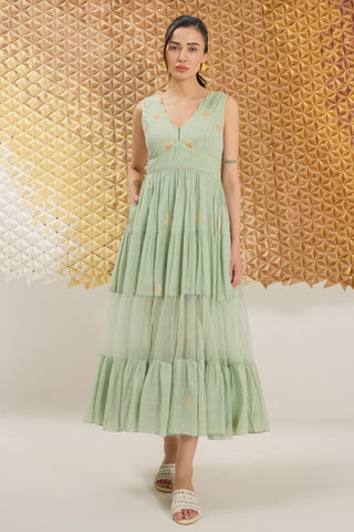 Dress Contemporary Wear - Green Mellow Dress by The Loom Art