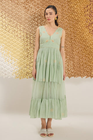 Dress Contemporary Wear - Green Mellow Dress by The Loom Art