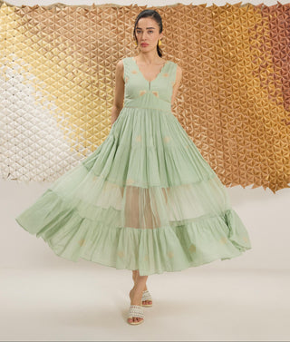 Dress Contemporary Wear - Green Mellow Dress by The Loom Art