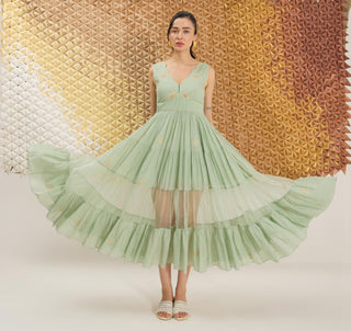 Dress Contemporary Wear - Green Mellow Dress by The Loom Art