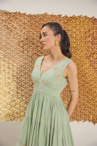Dress Contemporary Wear - Green Mellow Dress by The Loom Art