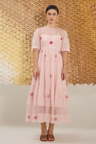 Dress Contemporary Wear - Pink Cherry Blossom Dress by The Loom Art