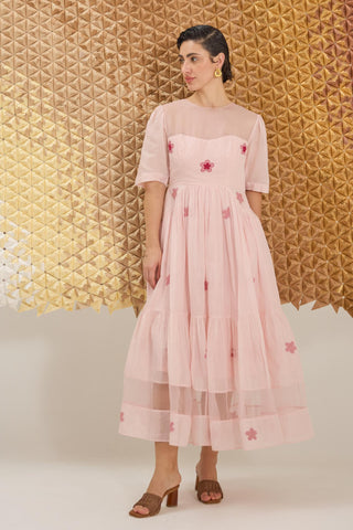 Dress Contemporary Wear - Pink Cherry Blossom Dress by The Loom Art