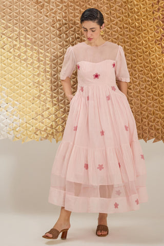 Dress Contemporary Wear - Pink Cherry Blossom Dress by The Loom Art