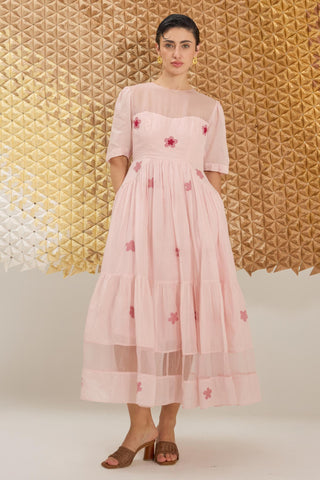 Dress Contemporary Wear - Pink Cherry Blossom Dress by The Loom Art