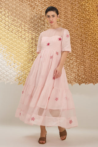 Dress Contemporary Wear - Pink Cherry Blossom Dress by The Loom Art