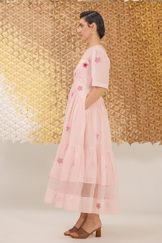 Dress Contemporary Wear - Pink Cherry Blossom Dress by The Loom Art