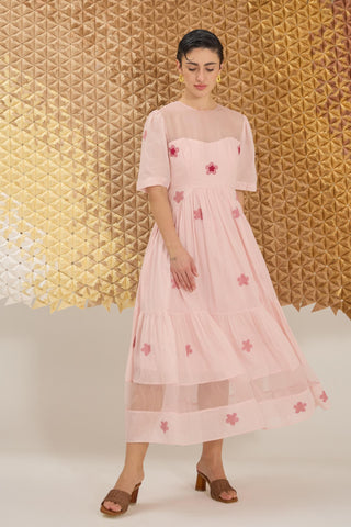 Dress Contemporary Wear - Pink Cherry Blossom Dress by The Loom Art