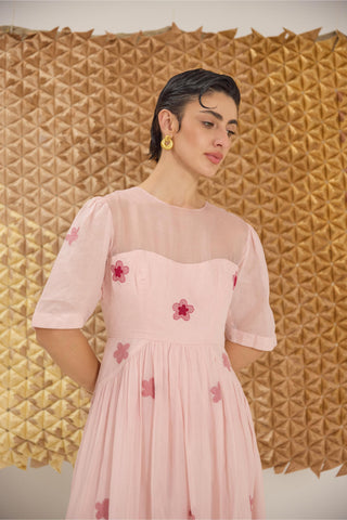 Dress Contemporary Wear - Pink Cherry Blossom Dress by The Loom Art
