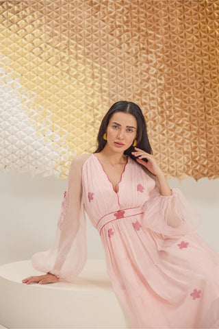 Dress Contemporary Wear - Pink Blossom Blush Dress by The Loom Art