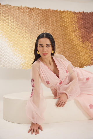 Dress Contemporary Wear - Pink Blossom Blush Dress by The Loom Art