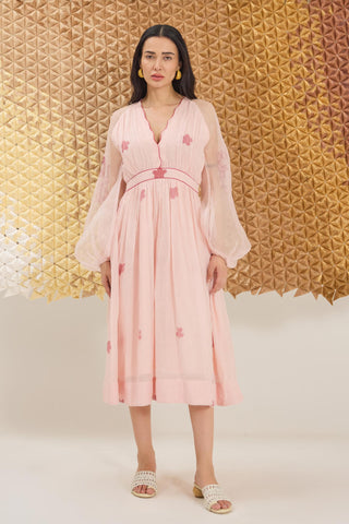 Dress Contemporary Wear - Pink Blossom Blush Dress by The Loom Art