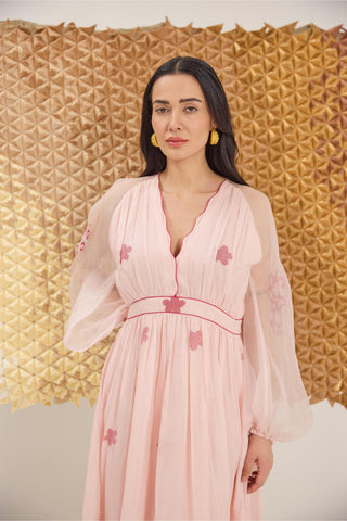 Dress Contemporary Wear - Pink Blossom Blush Dress by The Loom Art
