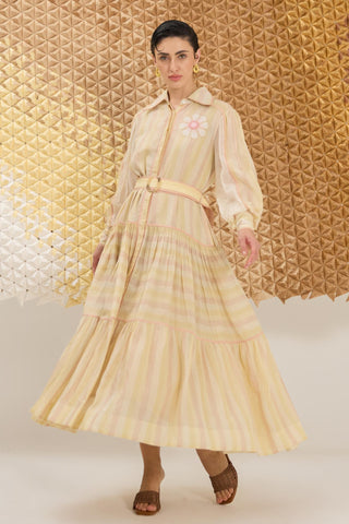 Dress Contemporary Wear - Multicolor Peony Petal Dress  by The Loom Art
