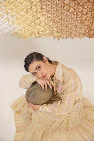 Dress Contemporary Wear - Multicolor Peony Petal Dress  by The Loom Art