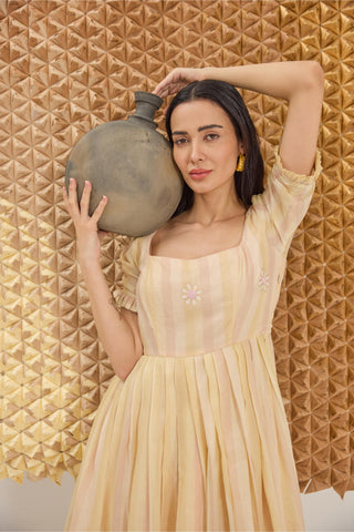 Dress Contemporary Wear - Yellow Daisy Breeze Dress by The Loom Art